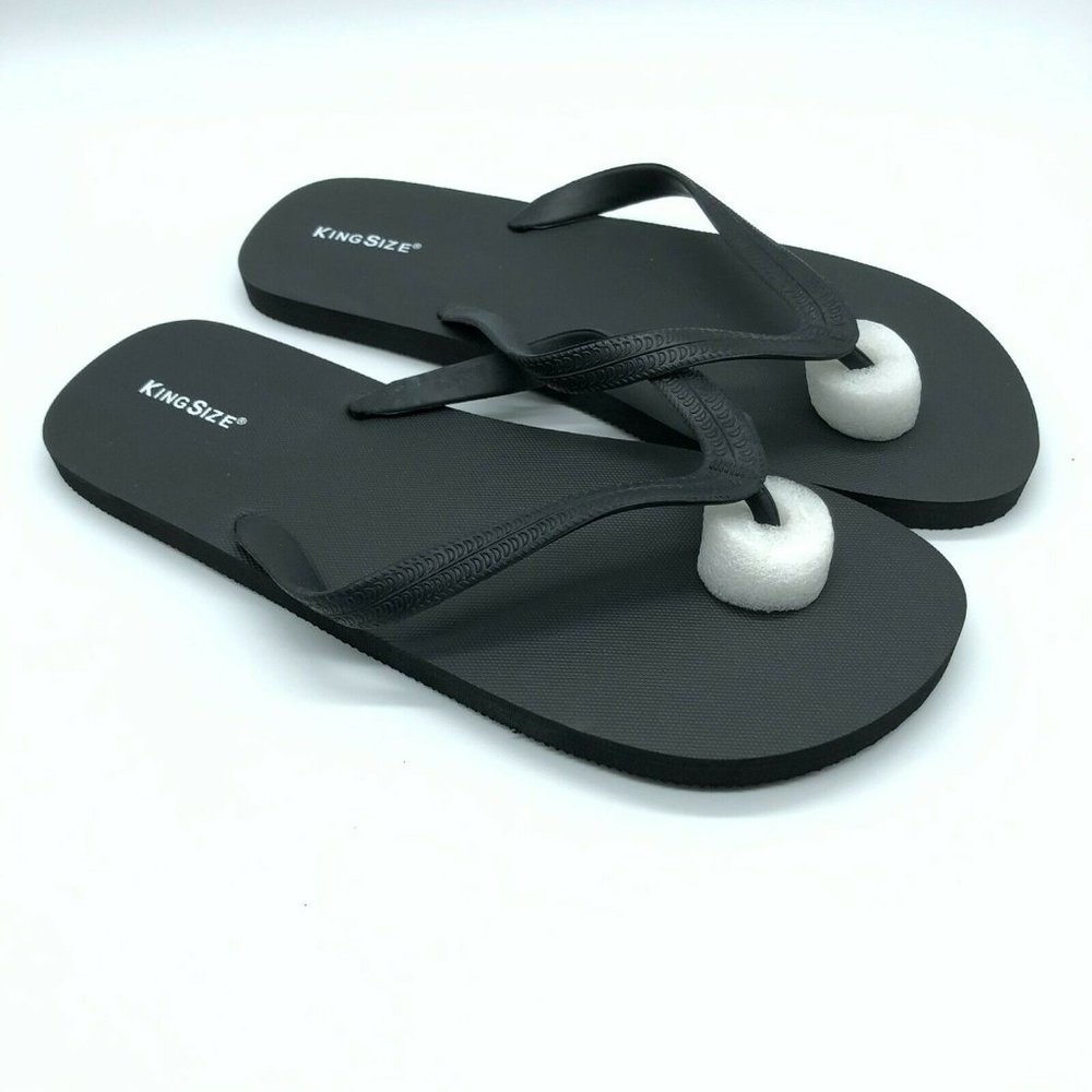 King Size Mens Flip Flop Sandals Rubber Slip On Black Size 11-12 W